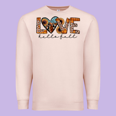 Hello Fall Love Premium Sweatshirt Designed By Jahusdesignshop