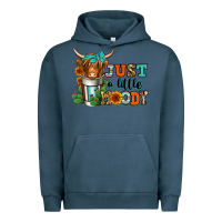 Pigment Midnight Navy just a little moody coffee cup long haired cow Urban Hoodie - Jasminsmagicworld