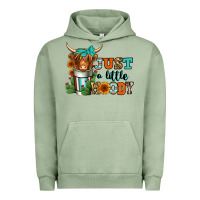 Pigment Oil Green just a little moody coffee cup long haired cow Urban Hoodie - Jasminsmagicworld