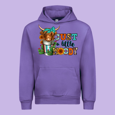 Just A Little Moody Coffee Cup Long Haired Cow Urban Hoodie Designed By Jasminsmagicworld