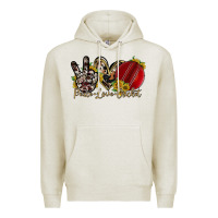 Oatmeal Heather peace love cricket Premium Hoodie - RacoonDesign