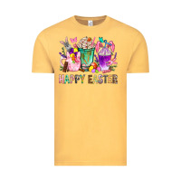 Vintage Mustard Happy Easter Coffee Cups With Bunny Vintage Tee - BundleAndBundleShop