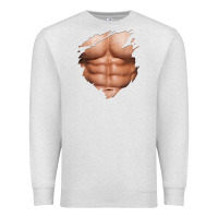 Oatmeal Heather chest six pack abs muscles bodybuilder Premium Sweatshirt - linhVisuals