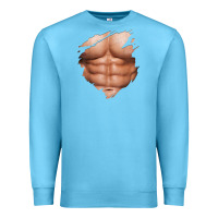Ocean Blue chest six pack abs muscles bodybuilder Premium Sweatshirt - linhVisuals