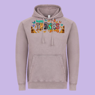 Happy Thanksgiving Vintage Hoodie Designed By Cowhidedigitalart