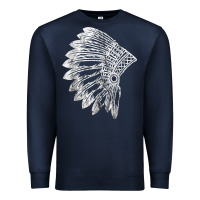 Navy native american feather headdress indian chief tribes prid t shirt Premium Sweatshirt - linhVisuals