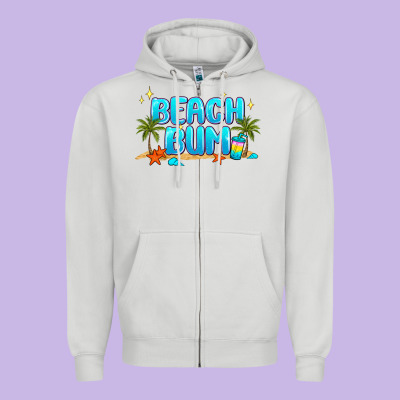 Beach Bum Zipper Hoodie Designed By Jahusdesignshop