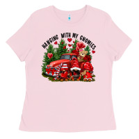 Bubblegum Pink Valentine's Day hanging with my gnomies Ladies Tee - FaDigitalArtStudio