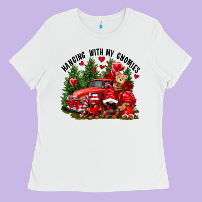 Valentine's Day Hanging With My Gnomies Ladies Tee Designed By Fadigitalartstudio
