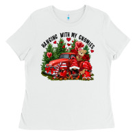 White Valentine's Day hanging with my gnomies Ladies Tee - FaDigitalArtStudio