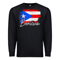 Black puerto rico boricua vintage puerto rican flag pride t shirt Premium Sweatshirt - linhVisuals