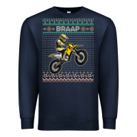 Navy christmas motorcycle motocross braap dirt bike xmas Premium Sweatshirt - linhVisuals