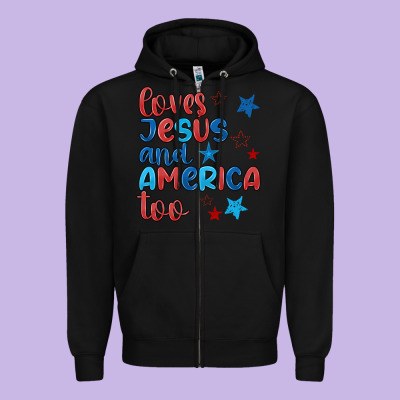 Love Jesus And America Too Zipper Hoodie Designed By Jahusdesignshop