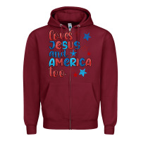 Burgundy love jesus and america too Zipper Hoodie - JahusDesignShop