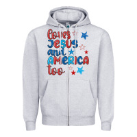 Heather Grey love jesus and america too Zipper Hoodie - JahusDesignShop