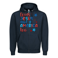 Navy love jesus and america too Zipper Hoodie - JahusDesignShop