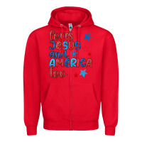 Red love jesus and america too Zipper Hoodie - JahusDesignShop