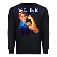 Black rosie the riveter poster we can do it feminist retro Premium Sweatshirt - linhVisuals