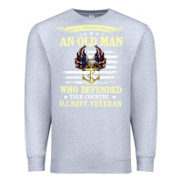 Heather Grey never underestimate an old man us navy veteran Premium Sweatshirt - linhVisuals