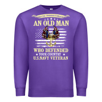 Purple never underestimate an old man us navy veteran Premium Sweatshirt - linhVisuals