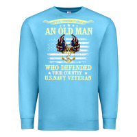 Ocean Blue never underestimate an old man us navy veteran Premium Sweatshirt - linhVisuals