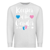 Oatmeal Heather keeper of the gender reveal tee shirt girl or boy blue pink Premium Sweatshirt - linhVisuals