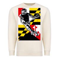 Sandshell lacrosse player maryland flag lax lacrosse stick retro Premium Sweatshirt - linhVisuals