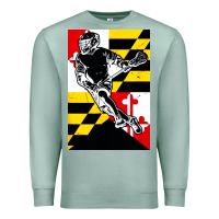 Seafoam lacrosse player maryland flag lax lacrosse stick retro Premium Sweatshirt - linhVisuals