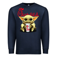 Navy baby yoda hold Premium Sweatshirt - linhVisuals