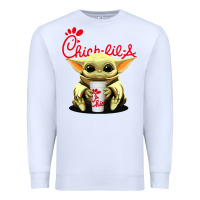 White baby yoda hold Premium Sweatshirt - linhVisuals
