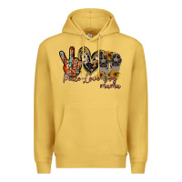 Antique Gold peace love dog mama Premium Hoodie - RacoonDesign