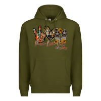 Army Green peace love dog mama Premium Hoodie - RacoonDesign
