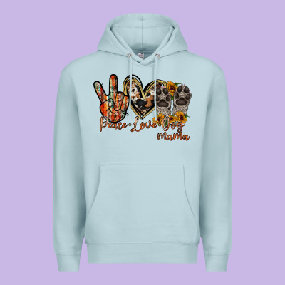Peace Love Dog Mama Premium Hoodie Designed By Racoondesign