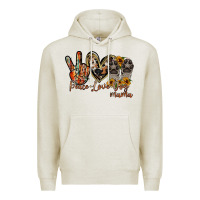 Oatmeal Heather peace love dog mama Premium Hoodie - RacoonDesign