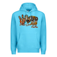 Ocean Blue peace love dog mama Premium Hoodie - RacoonDesign
