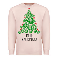Pale Pink hawaiian christmas tree mele kalikimaka hawaii tropical t shirt Premium Sweatshirt - linhVisuals
