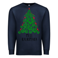 Navy hawaiian christmas tree mele kalikimaka hawaii tropical t shirt Premium Sweatshirt - linhVisuals