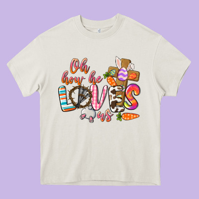 Oh How He Loves Us Heavy Core Tee Designed By Cowgirlartshop