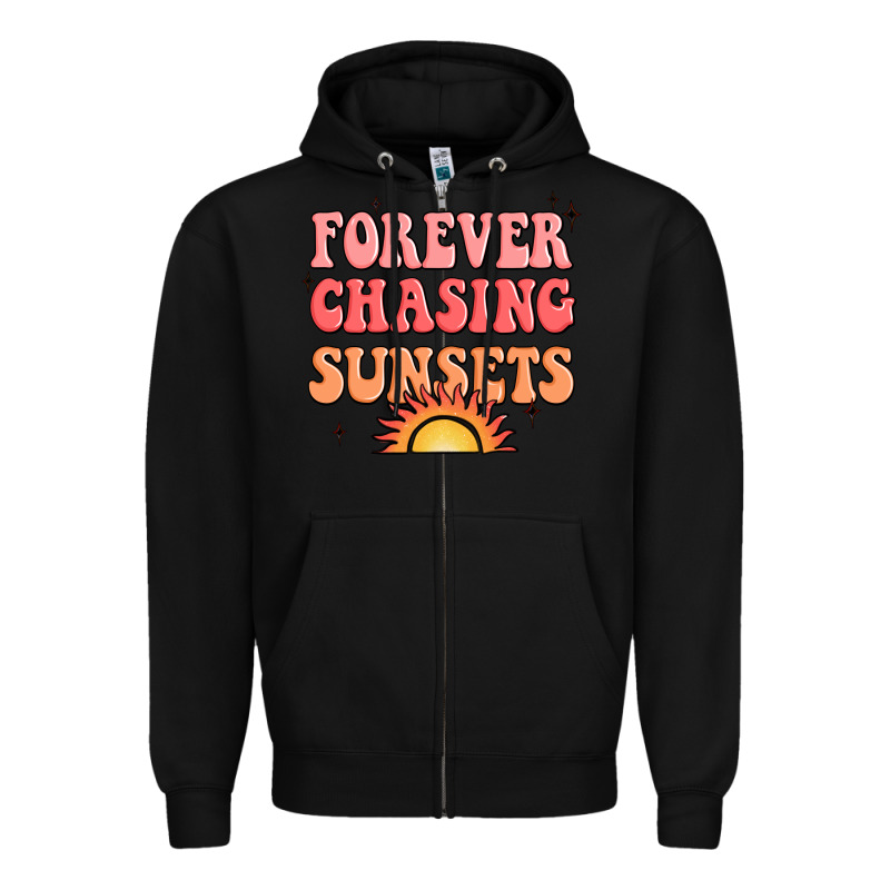 Forever Chasing Sunsets Zipper Hoodie by JahusDesignShop | Teevron