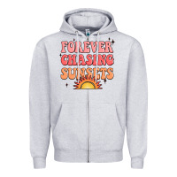 Heather Grey forever chasing sunsets Zipper Hoodie - JahusDesignShop