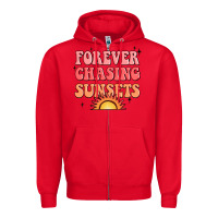 Red forever chasing sunsets Zipper Hoodie - JahusDesignShop