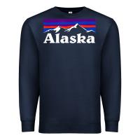 Navy alaska retro vintage mountains & outdoors wilderness state Premium Sweatshirt - linhVisuals