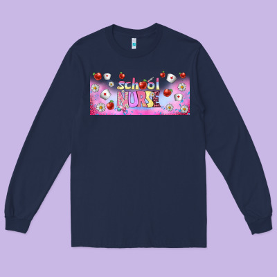 School Nurse Libbey Glass Long Sleeve Tee Designed By Bundleandbundleshop