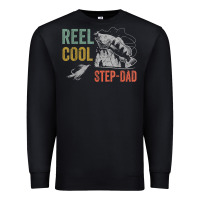 Black mens reel cool step dad fishing funny fathers day Premium Sweatshirt - linhVisuals