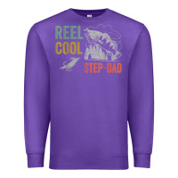 Purple mens reel cool step dad fishing funny fathers day Premium Sweatshirt - linhVisuals