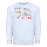 White mens reel cool step dad fishing funny fathers day Premium Sweatshirt - linhVisuals