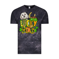 Cloud Black lucky dog St. Patrick's Vintage Tee - FaDigitalArtStudio