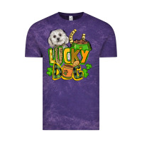 Cloud Purple lucky dog St. Patrick's Vintage Tee - FaDigitalArtStudio