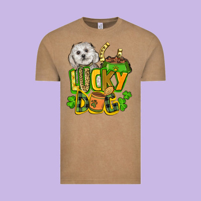 Lucky Dog St. Patrick's Vintage Tee Designed By Fadigitalartstudio