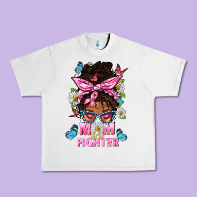 Mom Is A Fighter And Afro Messy Bun Mom Urban Heavy Tee Designed By Bundleandbundleshop